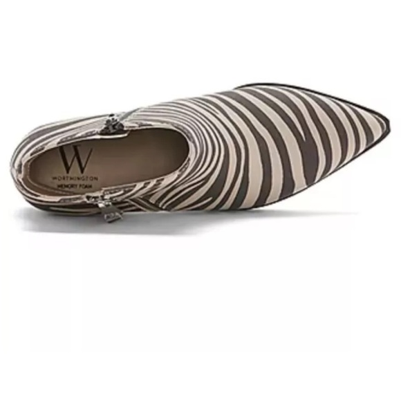 WORTHINGTON MEMORY FOAM-WOMEN BROOK DALE HEELS ZEBRA BOOTIES SIZE 7.5M - Picture 4 of 10